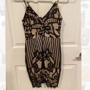 Missguided Black and Tan bodycon dress